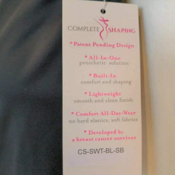 Mastectomy Swim Tankini Top with Integrated Prosthetics, Small w B Cup, NWT, Bla - Picture 4 of 7